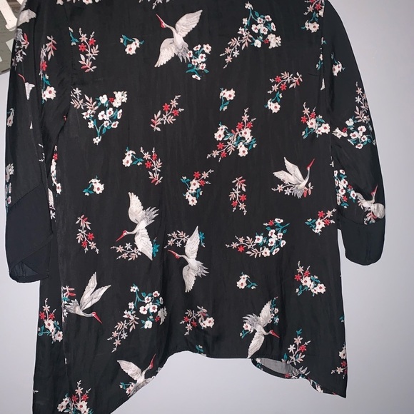 Art Class black floral bird light weight cardigan shrug size large - Picture 4 of 6